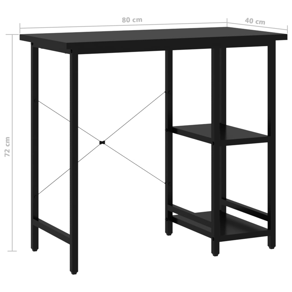 vidaXL Secretária de computador 80x40x72 cm MDF e metal preto