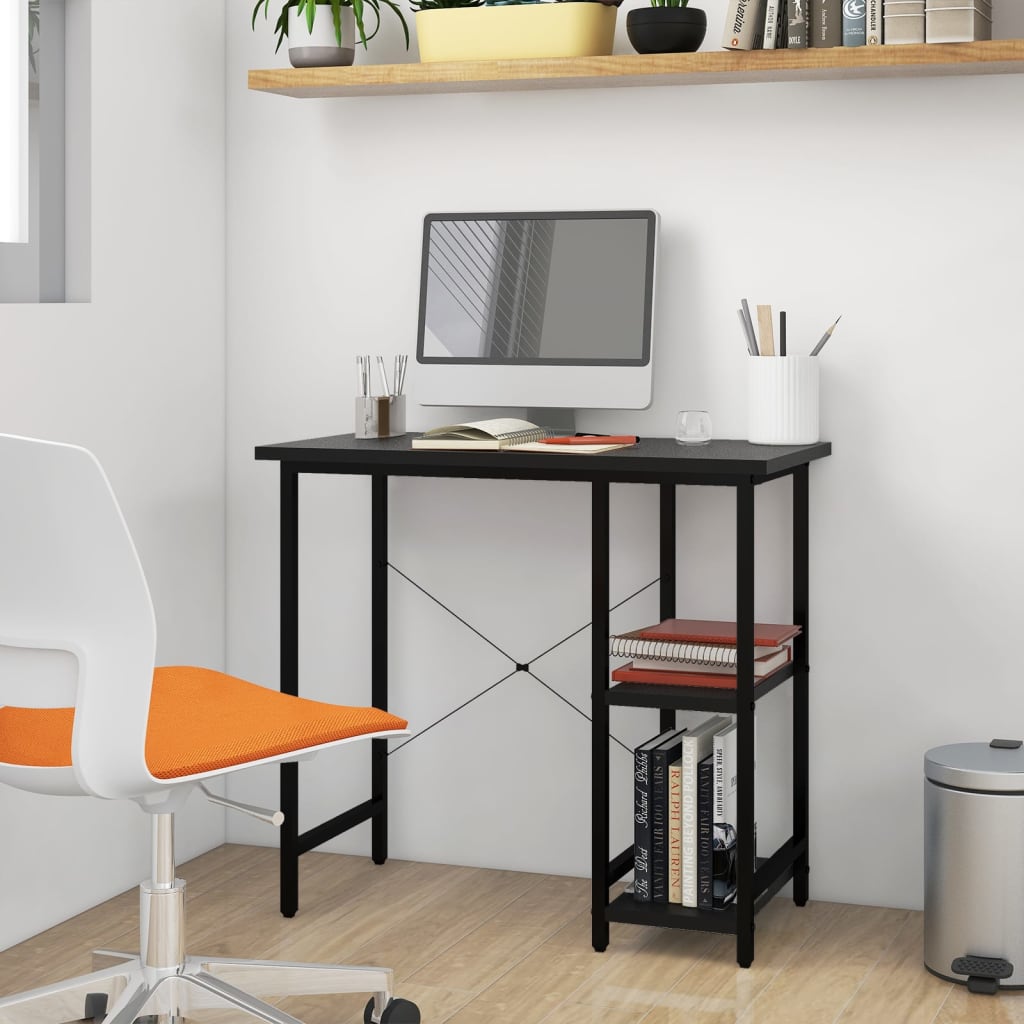 vidaXL Secretária de computador 80x40x72 cm MDF e metal preto