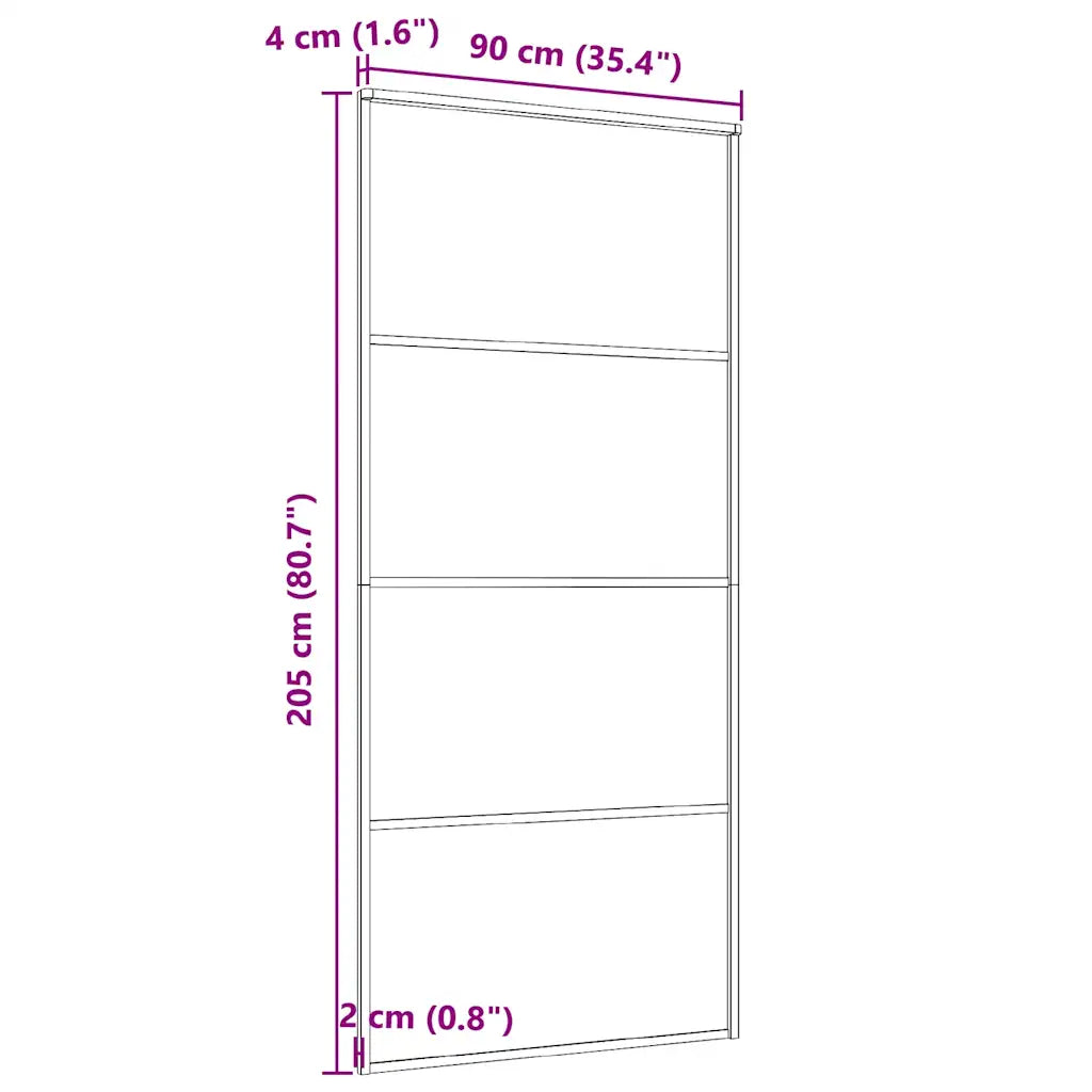Porta de correr 90x205 cm alumínio e vidro ESG