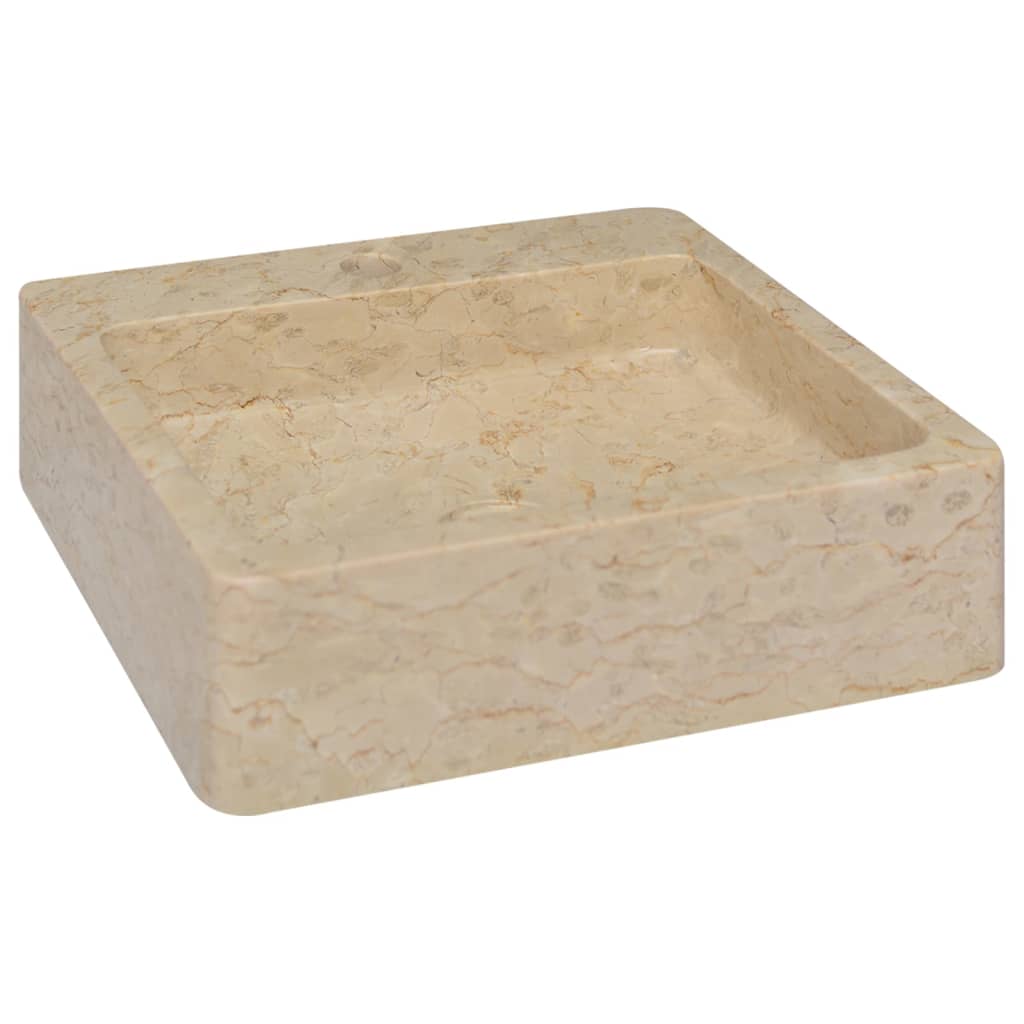vidaXL Lavatório 40x40x12 cm mármore cor creme