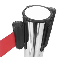 vidaXL Postes separadores com fitas 4 pcs aço inoxidável prateado
