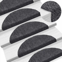 Tapetes de escada autoadesivos 5 peças 56x17x3 cm cinza escuro semicircular