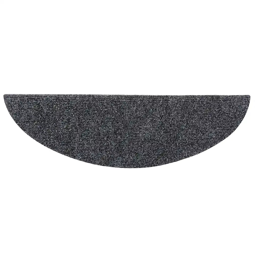 Tapetes de escada autoadesivos 10 peças 56x17x3 cm cinza escuro semicircular