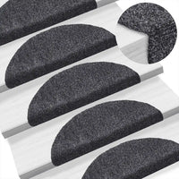 Tapetes de escada autoadesivos 10 peças 56x17x3 cm cinza escuro semicircular