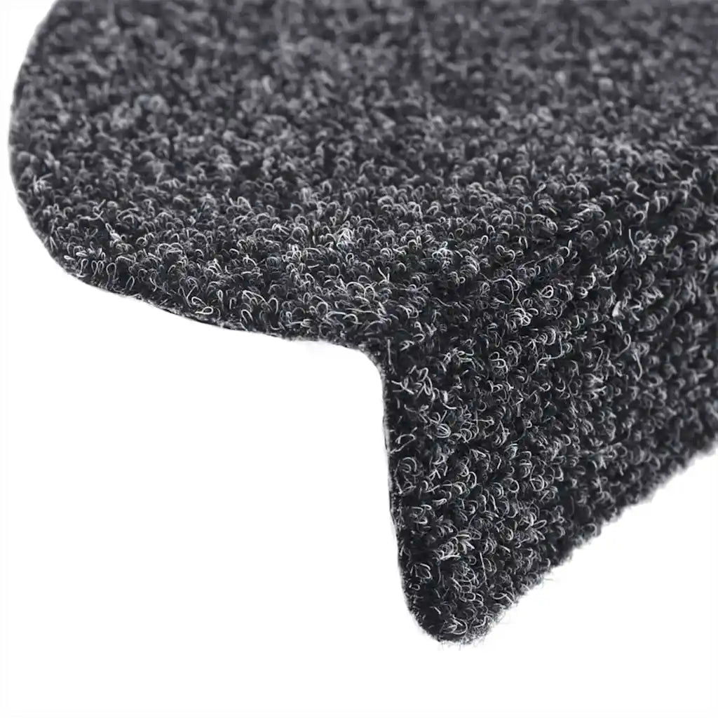 Tapetes de escada autoadesivos 10 peças 56x17x3 cm cinza escuro semicircular