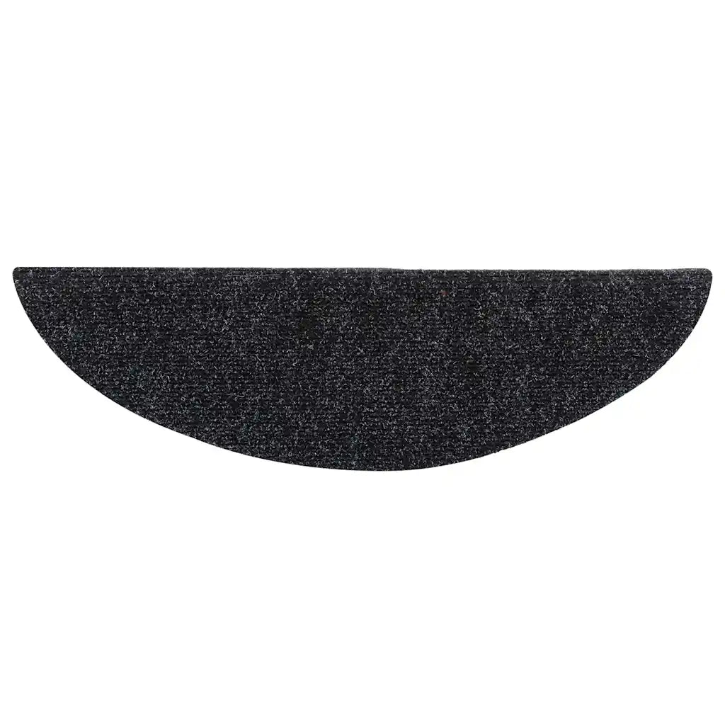 Tapetes de escada autoadesivos 5 peças 56x17x3 cm pretos semicirculares
