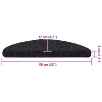 Tapetes de escada autoadesivos 5 peças 56x17x3 cm pretos semicirculares