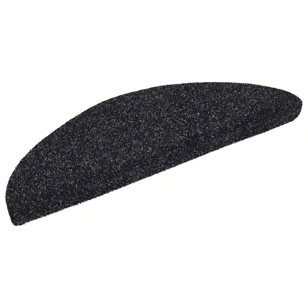 Tapetes de escada autoadesivos 10 peças 56x17x3 cm pretos semicirculares
