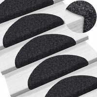 Tapetes de escada autoadesivos 10 peças 56x17x3 cm pretos semicirculares