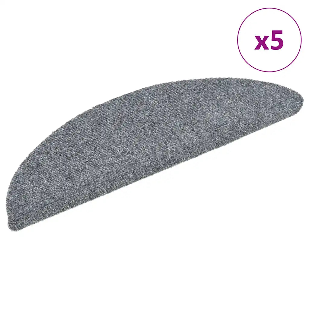 Tapetes de escada autoadesivos 5 peças 56x17x3 cm cinza claro semicircular