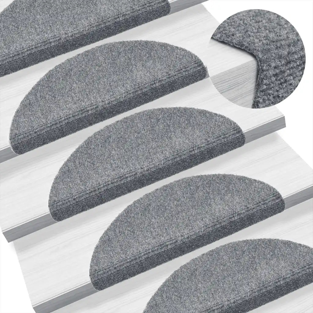 Tapetes de escada autoadesivos 5 peças 56x17x3 cm cinza claro semicircular