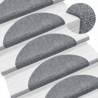 Tapetes de escada autoadesivos 5 peças 56x17x3 cm cinza claro semicircular