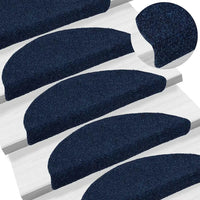 Tapetes de escada autoadesivos 5 peças 56x17x3 cm -marinho semicircular