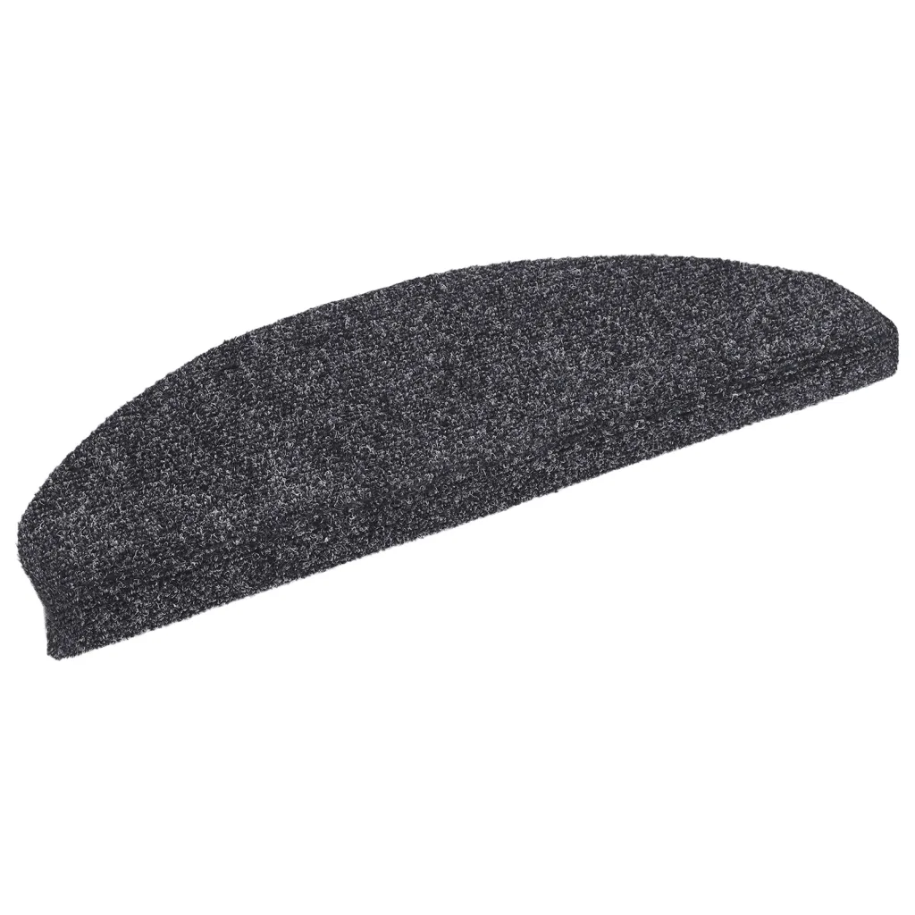 Tapetes de escada autoadesivos 5 peças 65x21x4 cm cinza escuro semicircular grande