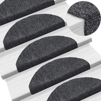 Tapetes de escada autoadesivos 5 peças 65x21x4 cm cinza escuro semicircular grande