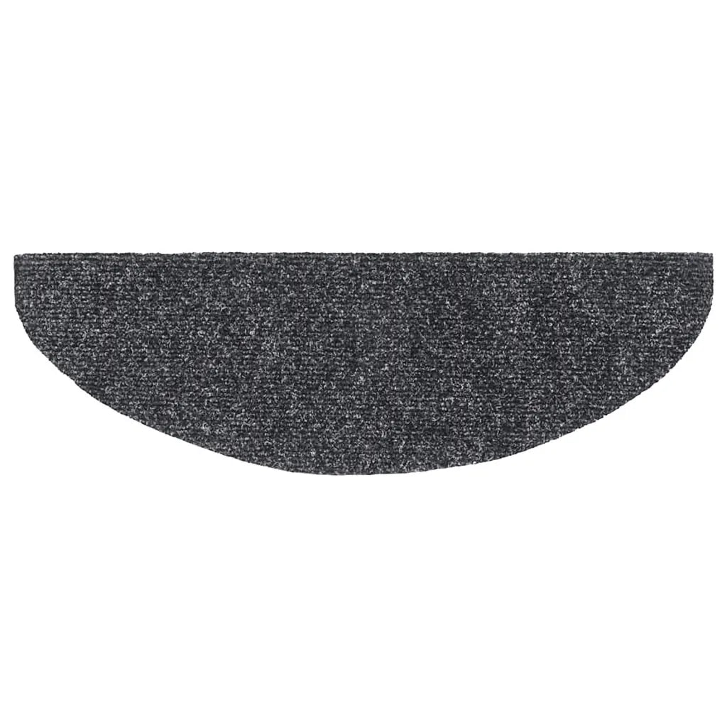 Tapetes de escada autoadesivos 10 peças 65x21x4 cm cinza escuro semicircular grande