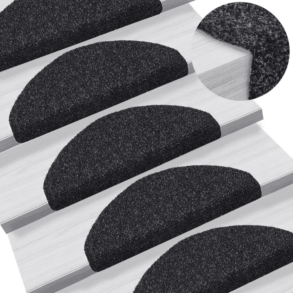 Tapetes de escada autoadesivos 5 peças 65x21x4 cm pretos semicirculares grandes