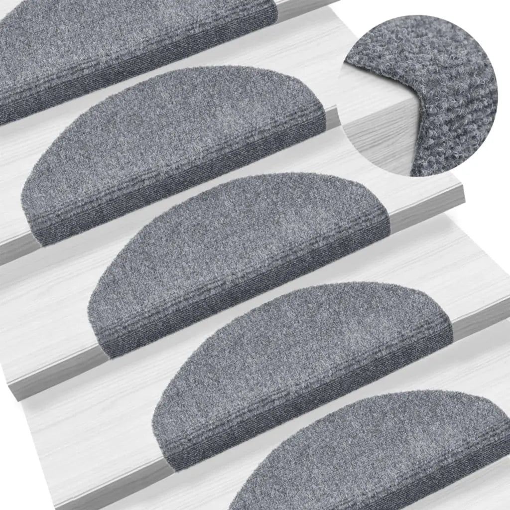 Tapetes de escada autoadesivos 5 peças 65x21x4 cm cinza claro semicircular grande