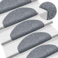 Tapetes de escada autoadesivos 5 peças 65x21x4 cm cinza claro semicircular grande