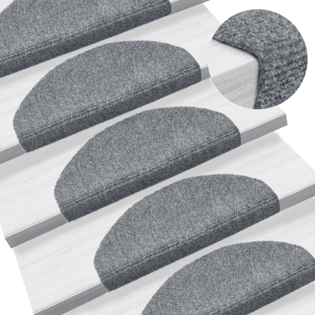 Tapetes de escada autoadesivos 10 peças 65x21x4 cm cinza claro semicircular grande