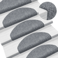 Tapetes de escada autoadesivos 10 peças 65x21x4 cm cinza claro semicircular grande