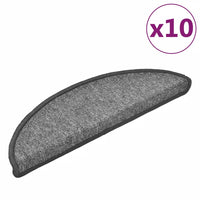 Tapetes de escada 10 peças 56x17x3 cm cinza escuro semicircular