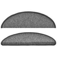 Tapetes de escada 10 peças 56x17x3 cm cinza escuro semicircular