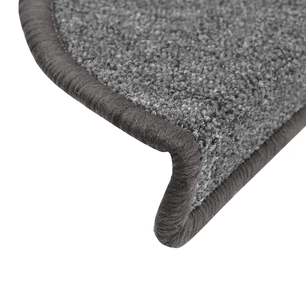 Tapetes de escada 10 peças 56x17x3 cm cinza escuro semicircular
