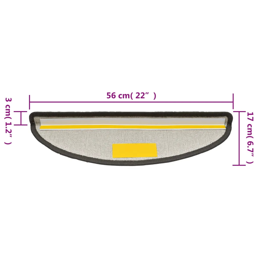 Tapetes de escada 10 peças 56x17x3 cm cinza escuro semicircular