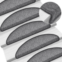 Tapetes de escada 10 peças 56x17x3 cm cinza escuro semicircular