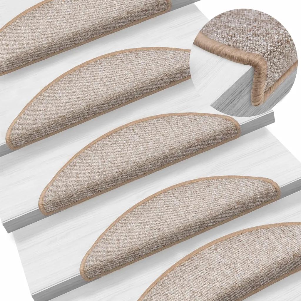 Tapetes de escada 10 peças 56x17x3 cm  claro semicircular