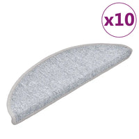 Tapetes de escada 10 peças 56x17x3 cm cinza claro semicircular