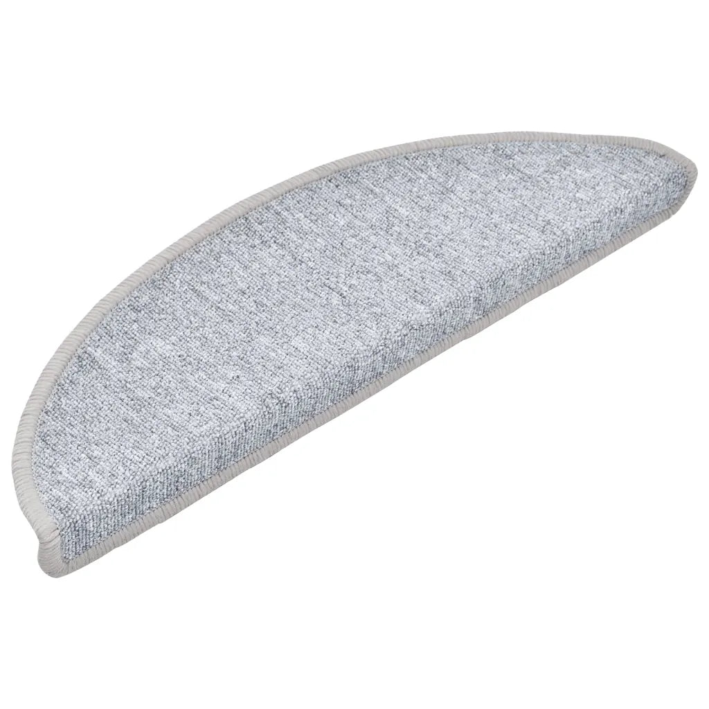 Tapetes de escada 10 peças 56x17x3 cm cinza claro semicircular