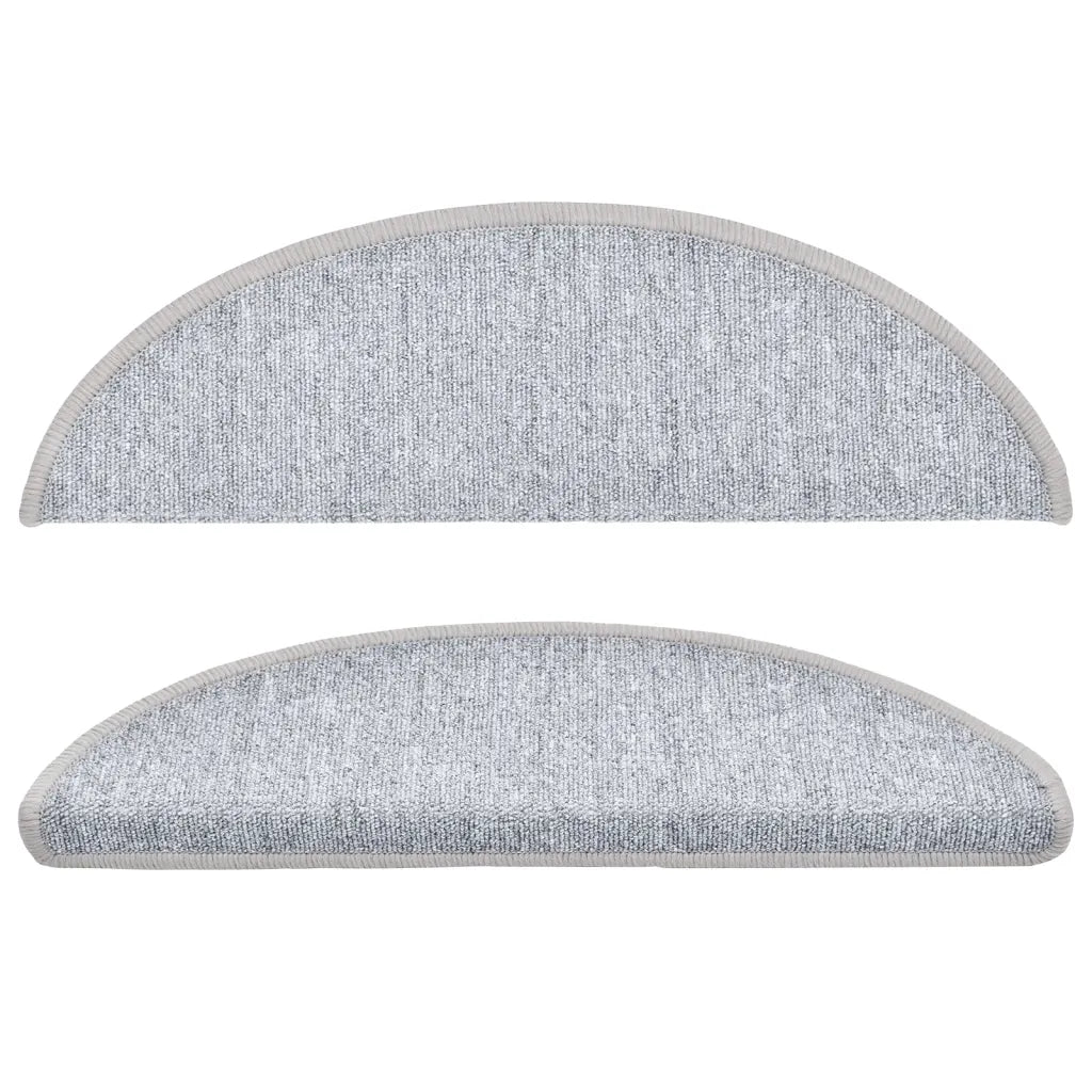 Tapetes de escada 10 peças 56x17x3 cm cinza claro semicircular