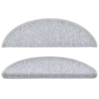 Tapetes de escada 10 peças 56x17x3 cm cinza claro semicircular