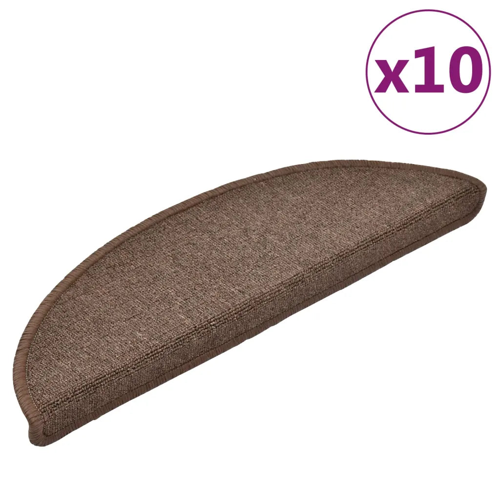 Tapetes de escada 10 peças 56x17x3 cm  café meio redondo