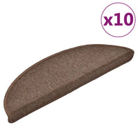 Tapetes de escada 10 peças 56x17x3 cm  café meio redondo