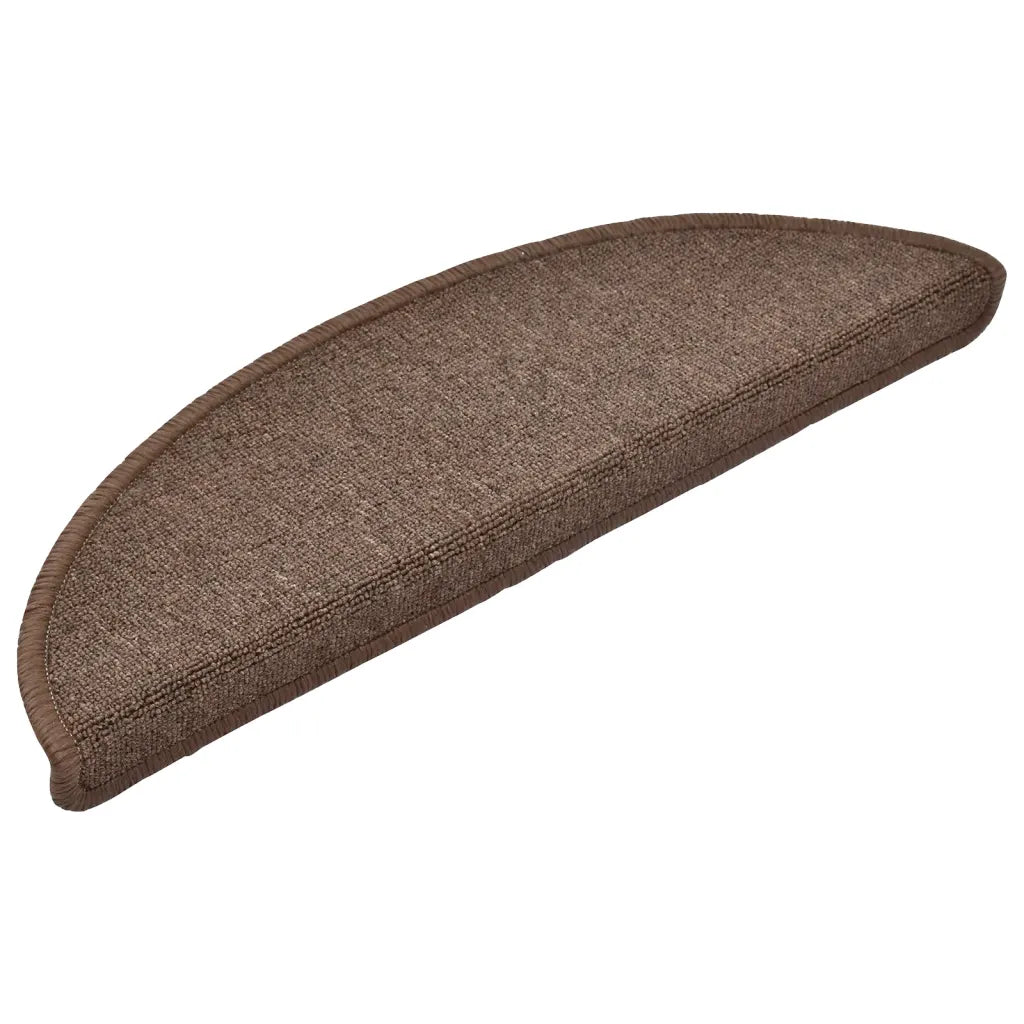 Tapetes de escada 10 peças 56x17x3 cm  café meio redondo