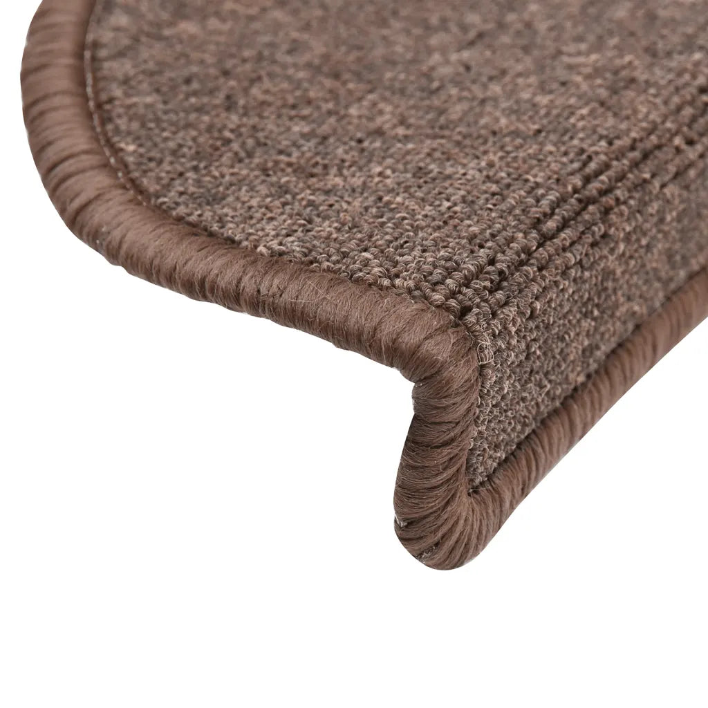 Tapetes de escada 10 peças 56x17x3 cm  café meio redondo