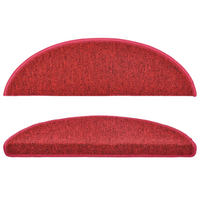 Tapetes de escada 10 peças 56x17x3 cm Vermelhos Semi-redondos