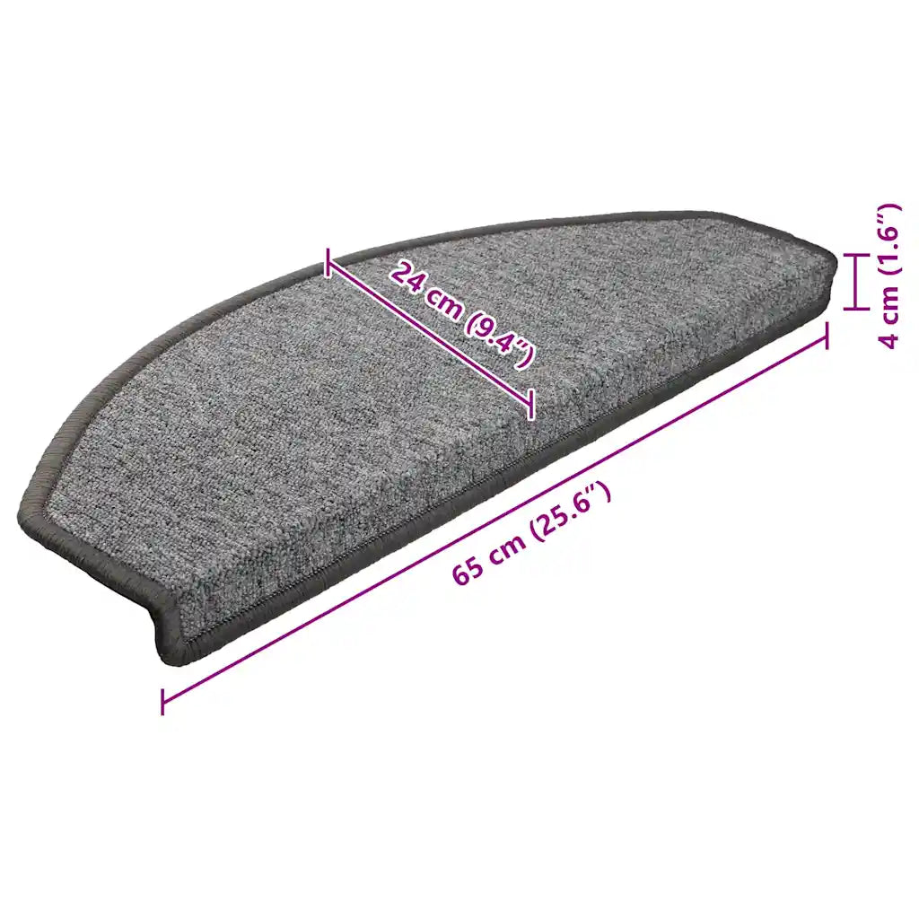 Tapetes de escada 10 peças 65x24x4 cm cinza escuro semicircular grande