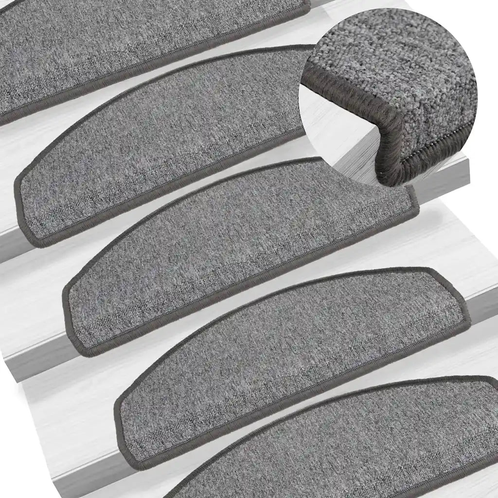 Tapetes de escada 10 peças 65x24x4 cm cinza escuro semicircular grande