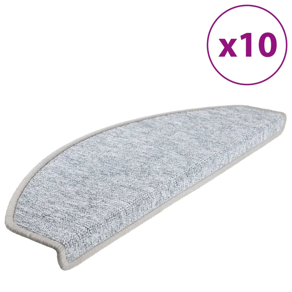 Tapetes de escada 10 peças 65x24x4 cm cinza claro semicircular grande