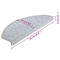Tapetes de escada 10 peças 65x24x4 cm cinza claro semicircular grande
