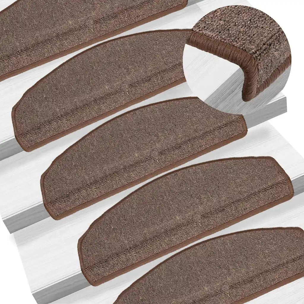 Tapetes de escada 10 peças 65x24x4 cm  café meio redondo grande