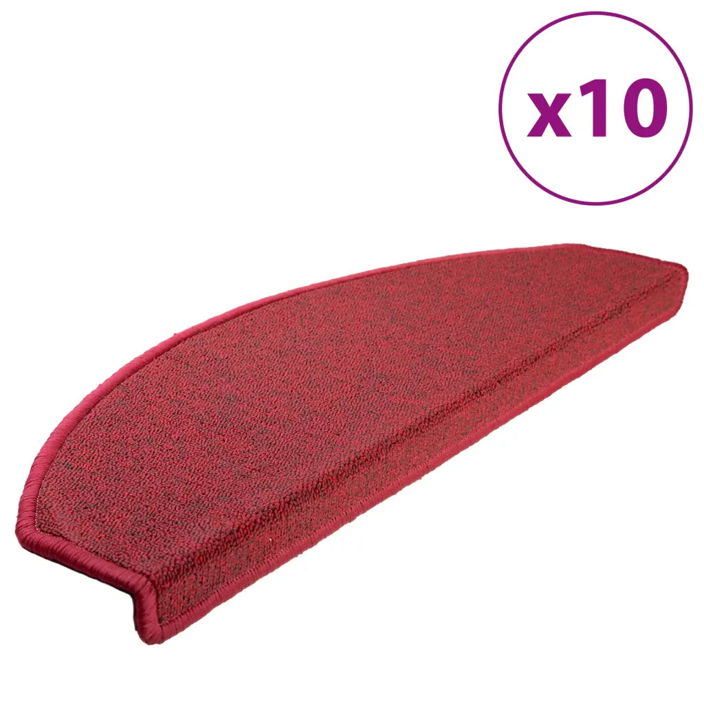 Tapetes de escada 10 peças 65x24x4 cm Vermelhos meio redondo grande