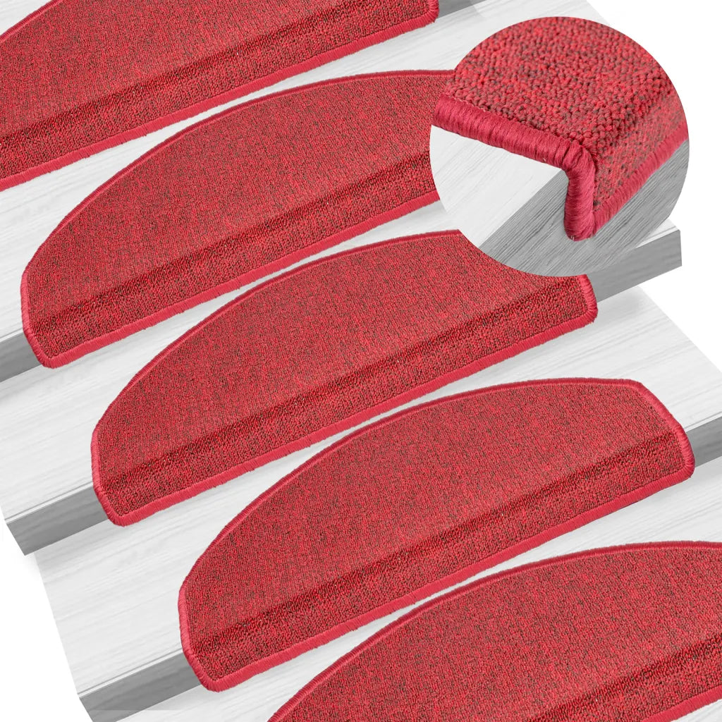 Tapetes de escada 10 peças 65x24x4 cm Vermelhos meio redondo grande