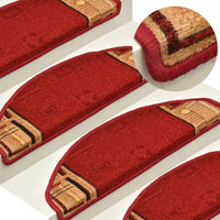 vidaXL Tapetes de escadas adesivos 5 pcs 65x21x4 cm vermelho