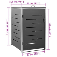 Abrigo para caixote do lixo 69x77,5x112,5 cm aço inoxidável