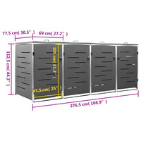 Abrigo quádruplo para caixotes do lixo 276,5x77,5x112,5 cm aço